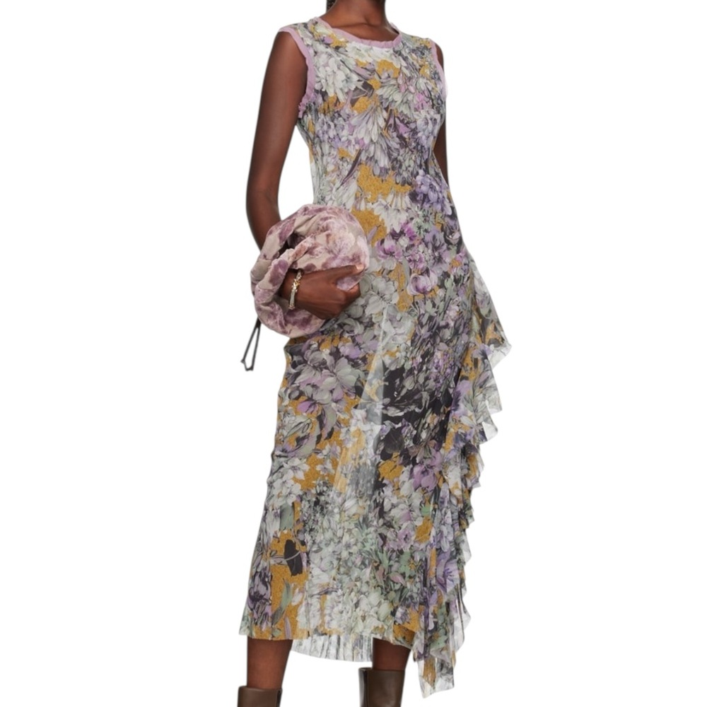 Dries Van Noten Depasi Silk Floral Midi Dress - Picture 1 of 3